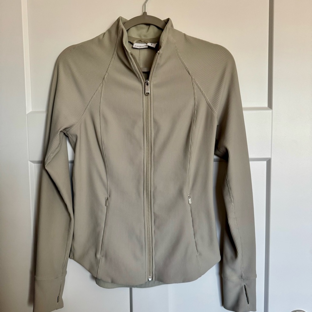 Athleta Salutation Full Zip Ribbed Jacket Oyster … - image 2